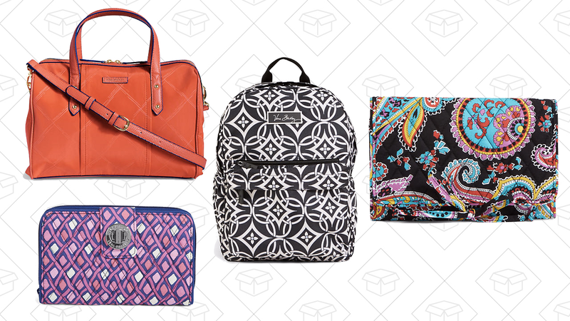 Preppy Poly Marlo Satchel, $76 | Turnlock Wallet, $34 | Lighten Up Just Right Backpack, $62 | All Wrapped Up Jewelry Roll Case, $27